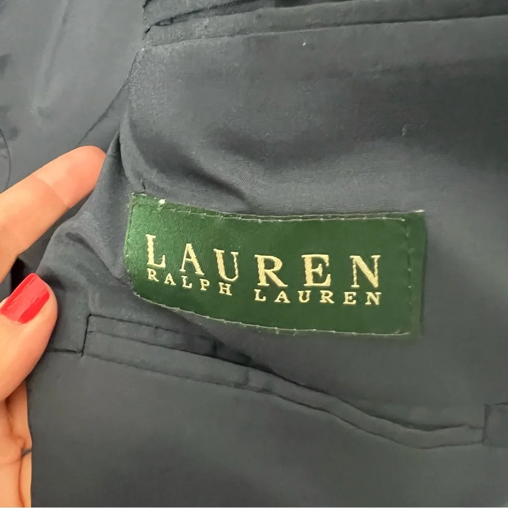 LAUREN Ralph Lauren Men’s Wool Blazer Navy Blue Lined Gold Nautical Buttons
